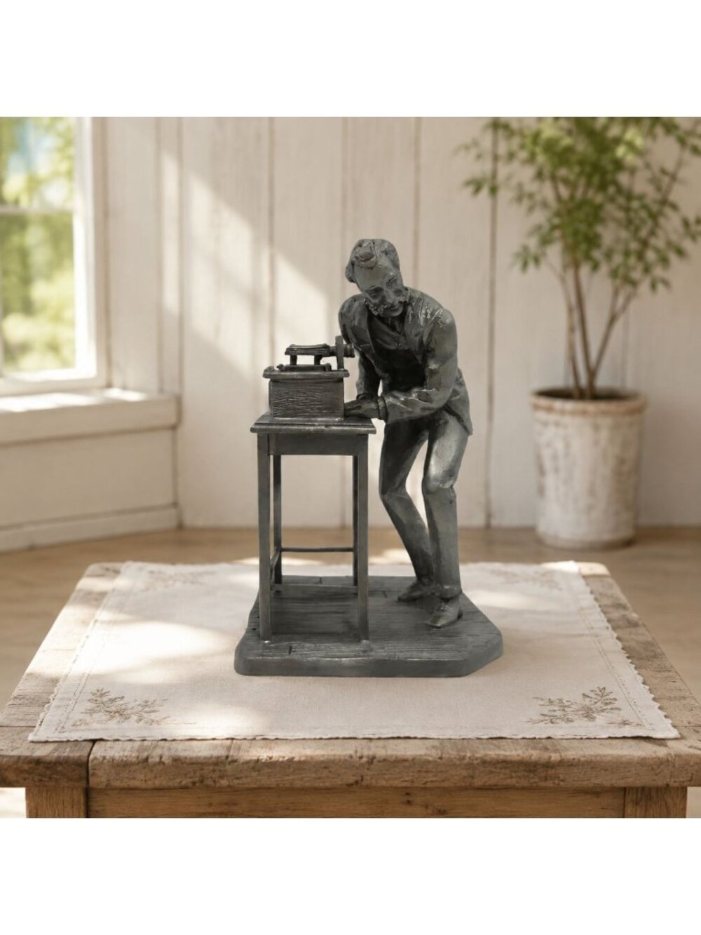 Vintage Deutsches Museum Alexander Graham Bell Telephone Inventor Pewter 3.3"